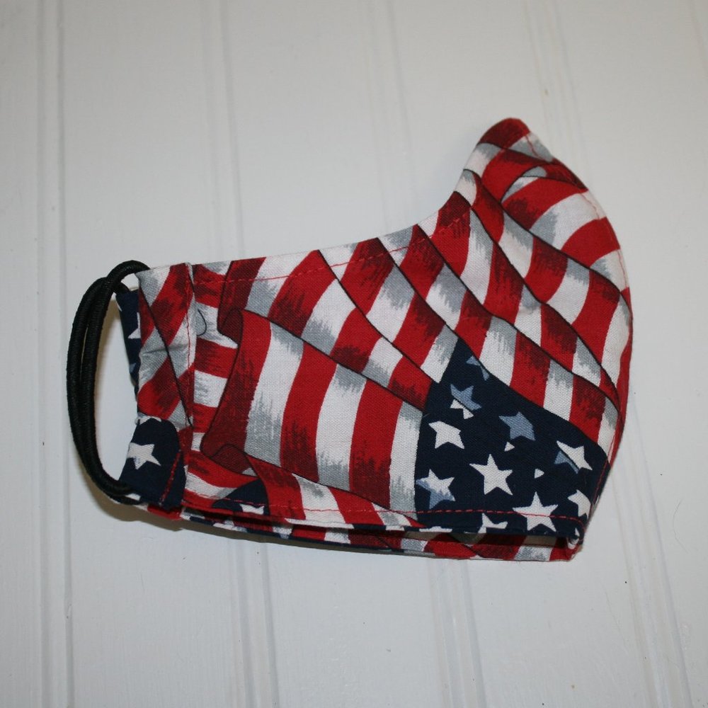 HANDMADE American Flag Fabric Face Mask Shield - Picture 2 of 3